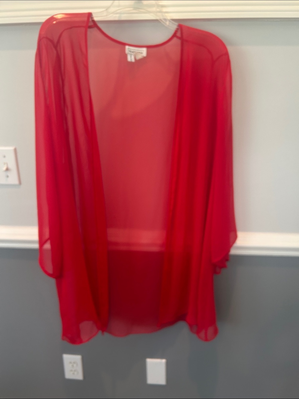 Natori Sheer Red Chiffon Robe Cover-Up